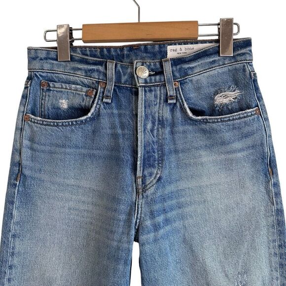 Rag & Bone Maya High Rise Distressed Ankle Straight Jeans In Amar Size 24 - Picture 3 of 10